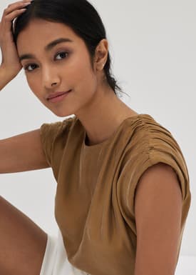 Leyton Ruched Shoulder Padded Top
