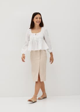 Amaia Babydoll Textured Front Tie Top