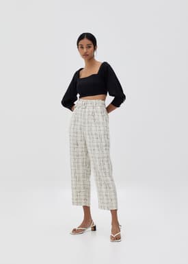 Audrie Tweed Tailored Peg Leg Pants