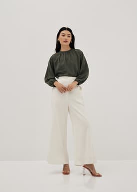 Emra Elastic Peached Batwing Top
