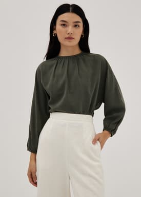 Emra Elastic Peached Batwing Top