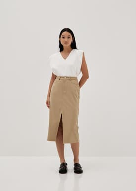 Arinola Brushed Twill Column Skirt
