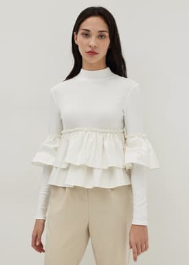 Kiara Brushed Ruffle Peplum Top