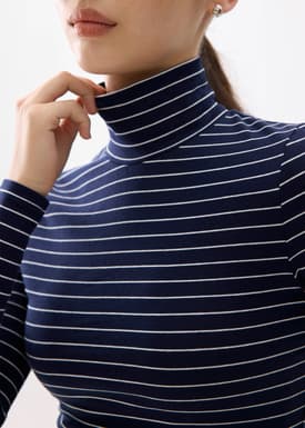 Striped Jersey Turtle Neck Tee