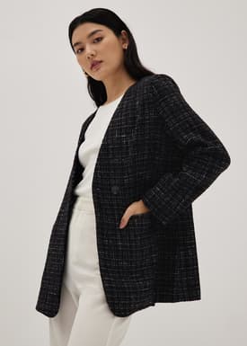 Belted Tweed Blazer