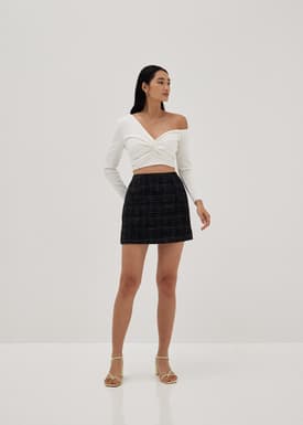Tweed Straight Mini Skirt