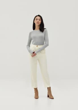 Glitter Ribbed Knit Long Sleeve Top