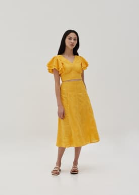 Portia Padded Ruffle Sleeve Crop Top