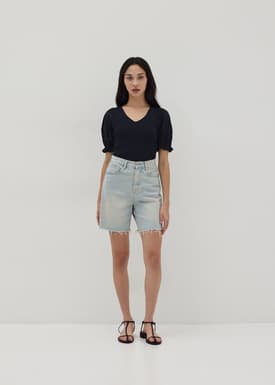 Ariane Broderie Puff Sleeve Knit Top