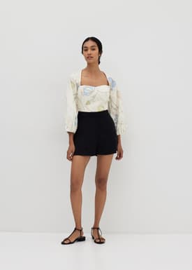 Lydia Puff Sleeve Bustier Top in Gentle Awakening