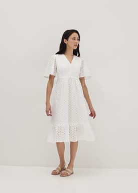 Rosaleen Padded Broderie Tie Back Dress