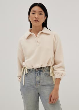 Collared Jersey Crop Sweater