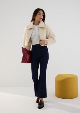 Round Neck Pointelle Knit Top