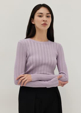Round Neck Pointelle Knit Top