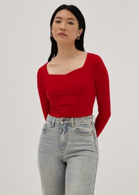 Jersey Sweetheart Long Sleeve Top