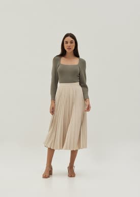 Fiona Square Neck Ribbed Knit Top