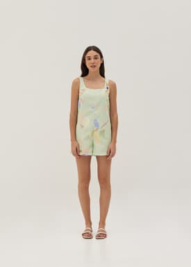 Prairie Square Neck Romper in Floral Medley