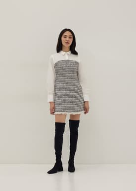 Tweed Cotton A-line Mini Dress