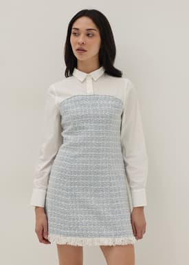 Tweed Cotton A-line Mini Dress