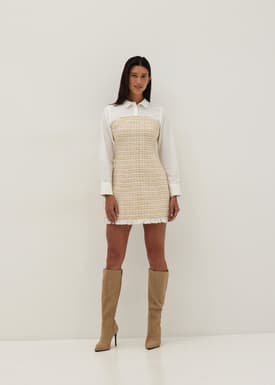 Tweed Cotton A-line Mini Dress