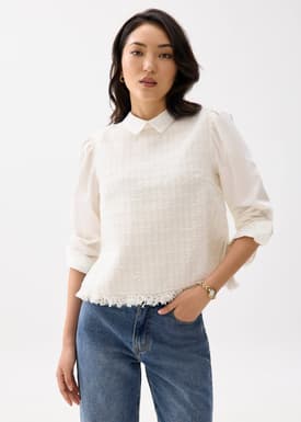 Tweed Cotton Collared Shirt