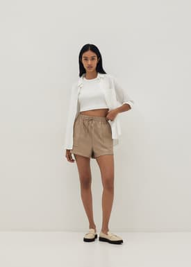 Norah Elastic Faux Leather Shorts