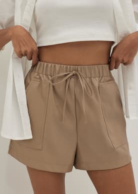 Norah Elastic Faux Leather Shorts