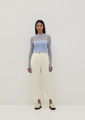 Sheer Glitter Ribbed Knit Top