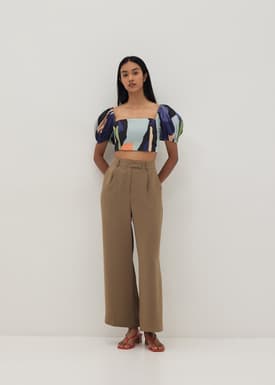 Audrie Puff Sleeve Crop Top in Joyous Affair