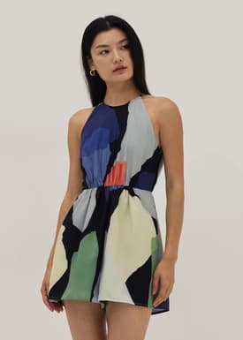 Tessa Halter A-line Romper in Joyous Affair