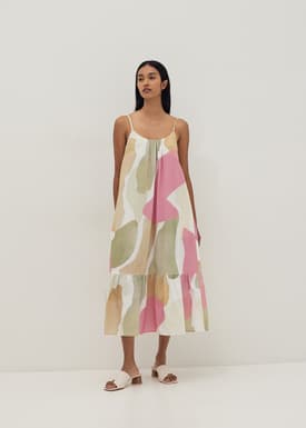Mallorie Scoop Neck Trapeze Dress in Joyous Affair