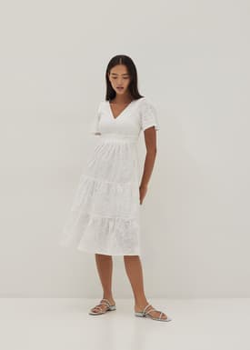 Havana Padded Broderie Tie Back Dress