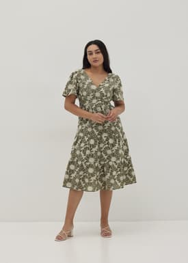 Havana Padded Broderie Tie Back Dress