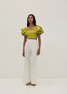 Mckenzie Ruffle Sleeve Bustier Crop Top