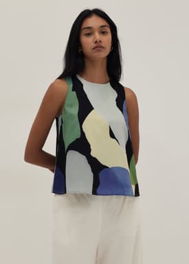 Kamila Pleat Shell Top in Joyous Affair