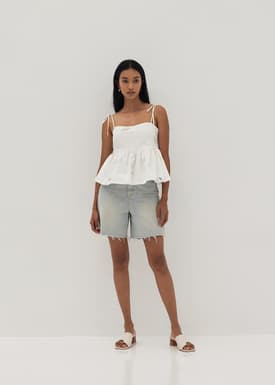 Brittany Embroidered Peplum Camisole in Humble Abode