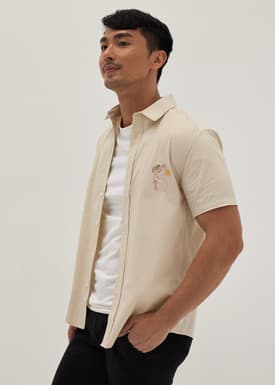 Austyn Unisex Embroidered Poplin Shirt in Humble Abode