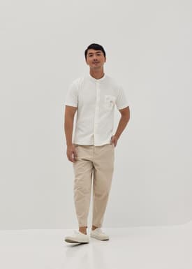 Scout Unisex Embroidered Mandarin Collar Shirt in Humble Abode
