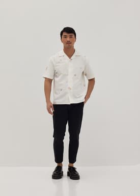 Jaylee Unisex Embroidered Relaxed Shirt in Humble Abode