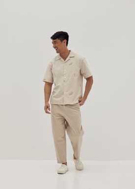Jaylee Unisex Embroidered Relaxed Shirt in Humble Abode