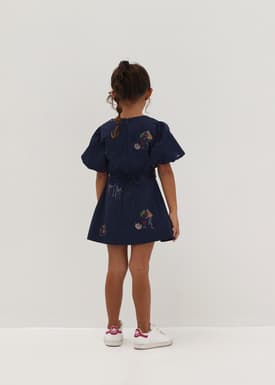 Tiana Embroidered Shift Dress in Humble Abode