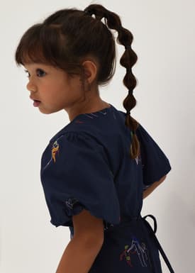 Tiana Embroidered Shift Dress in Humble Abode