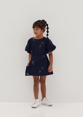 Tiana Embroidered Shift Dress in Humble Abode