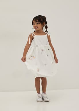 Julie Embroidered Trapeze Dress in Humble Abode