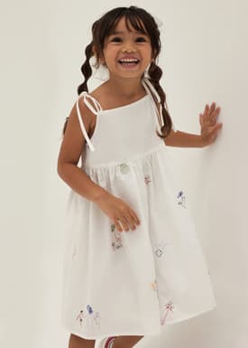 Julie Embroidered Trapeze Dress in Humble Abode