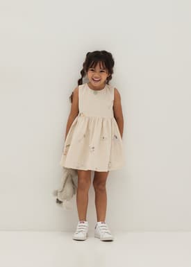Ashlyn Embroidered Babydoll Dress in Humble Abode