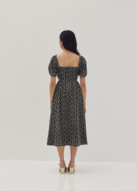 Liza Padded Embroidered Cut Out Midi Dress