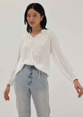 Aralind Notched Poet Blouse