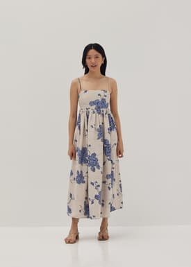 Tanya Ruched Babydoll Dress in Prosperous Blooms