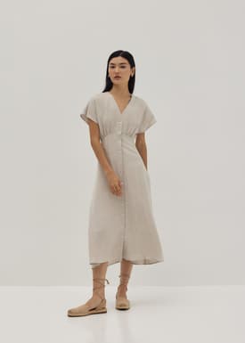 Chaira Linen Button Down Dress